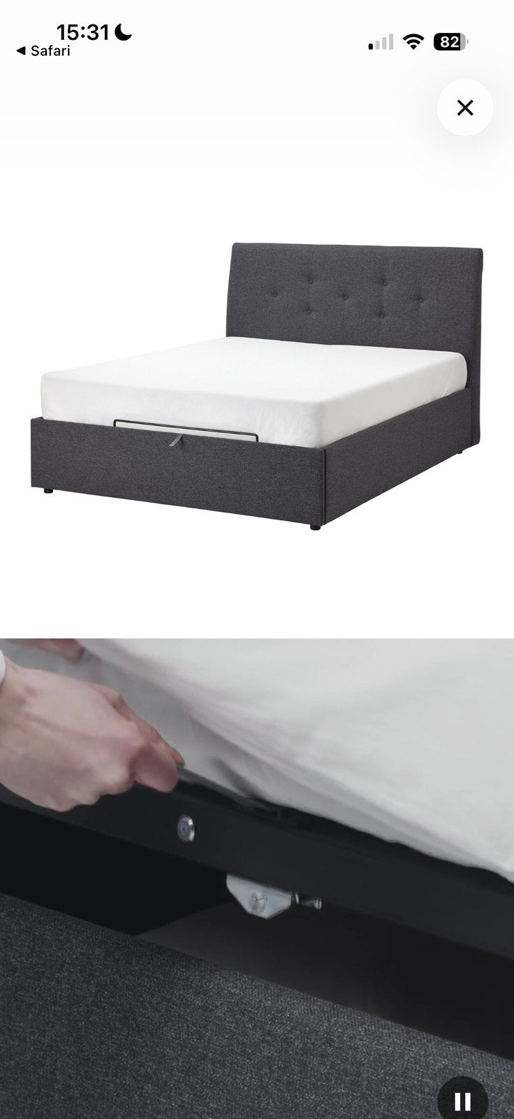 Foto 6 van IKEA Bed 140x200, Donkergrijs, Met Opbergruimte + matras