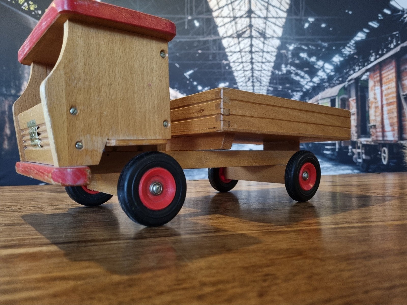 Vintage houten vrachtwagen  - Gloco, Ophalen of Verzenden