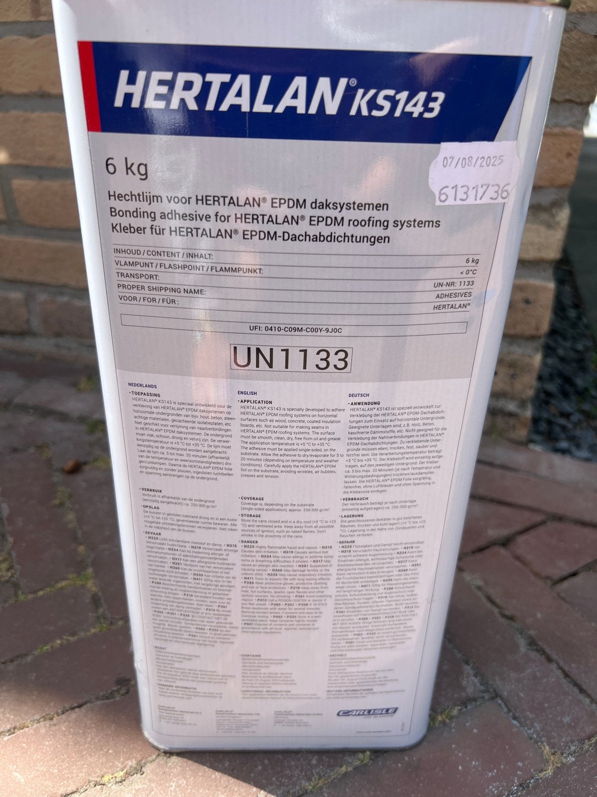 Hertalan KS143 Hechtlijm voor EPDM Daksystemen - 6 kg, Doe-het-zelf en Verbouw, Isolatie en Afdichting, Ophalen of Verzenden, Nieuw