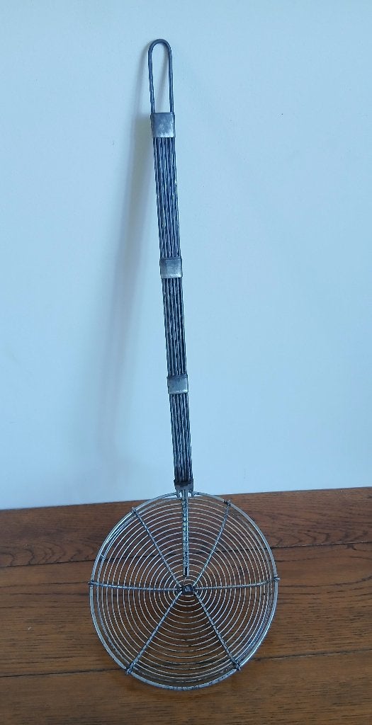 Vintage grote metalen (frituur)draad-schuimspaan, Huis en Inrichting, Zilver, Ophalen of Verzenden, Metaal, Overige merken