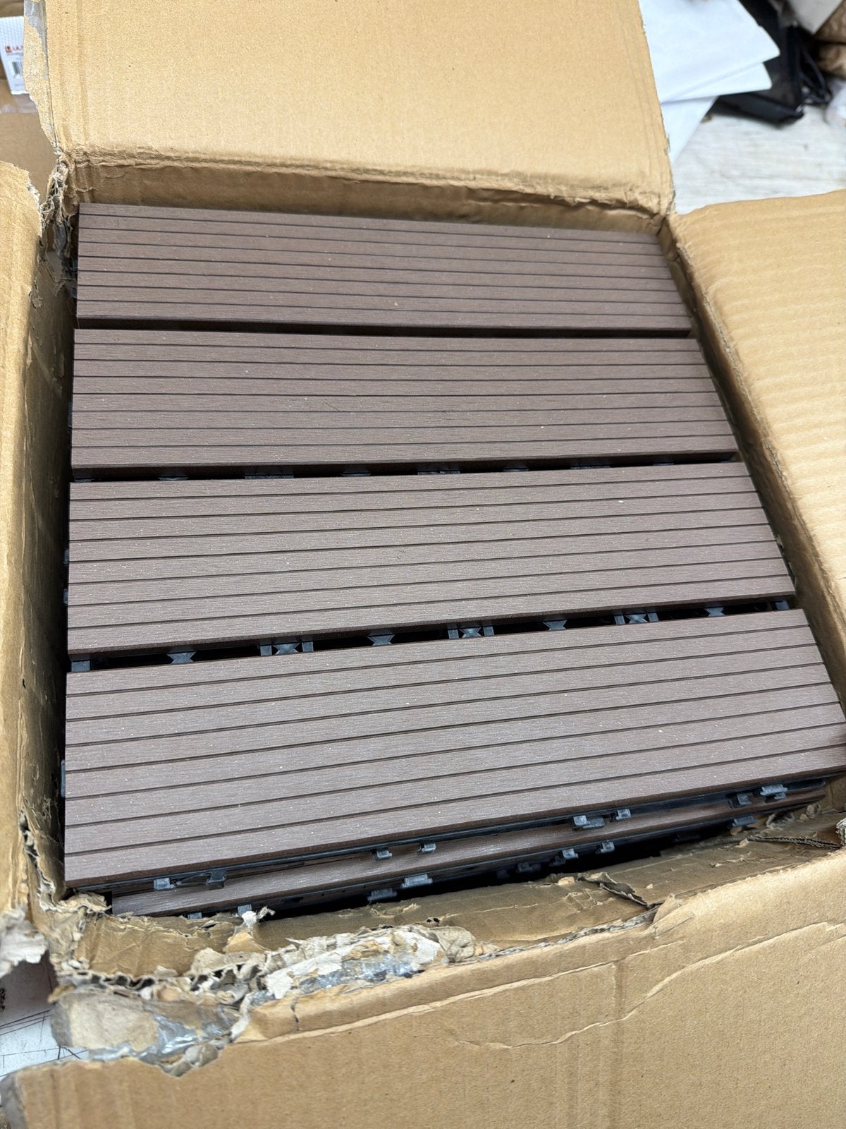 10 stuks terrastegels, bruin composiet, Nieuw, Ophalen of Verzenden, Minder dan 5 m², Vloertegels