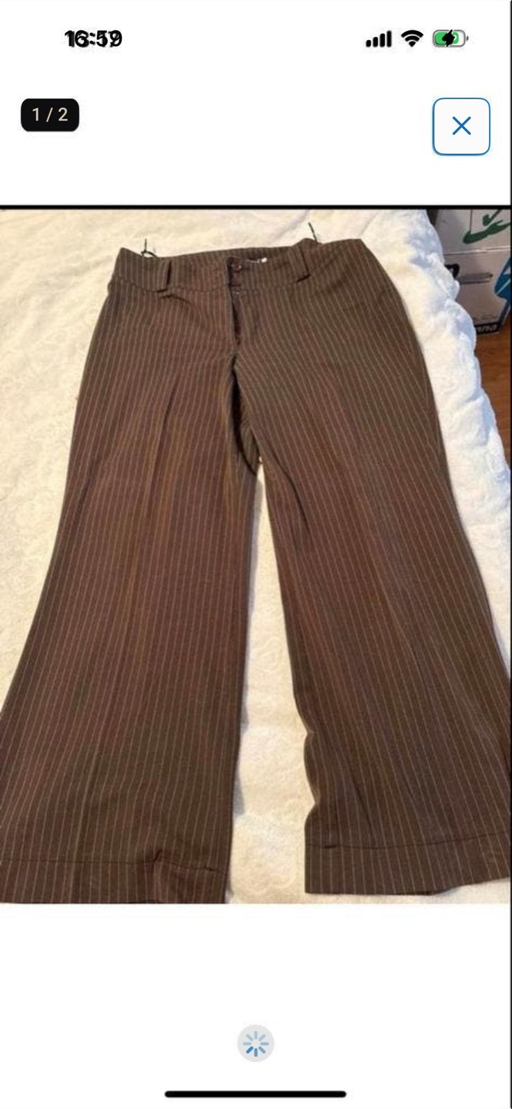 Bruine krijtstreep pantalon, Bruin, Maat 46/48 (XL) of groter, Ophalen of Verzenden, Zo goed als nieuw