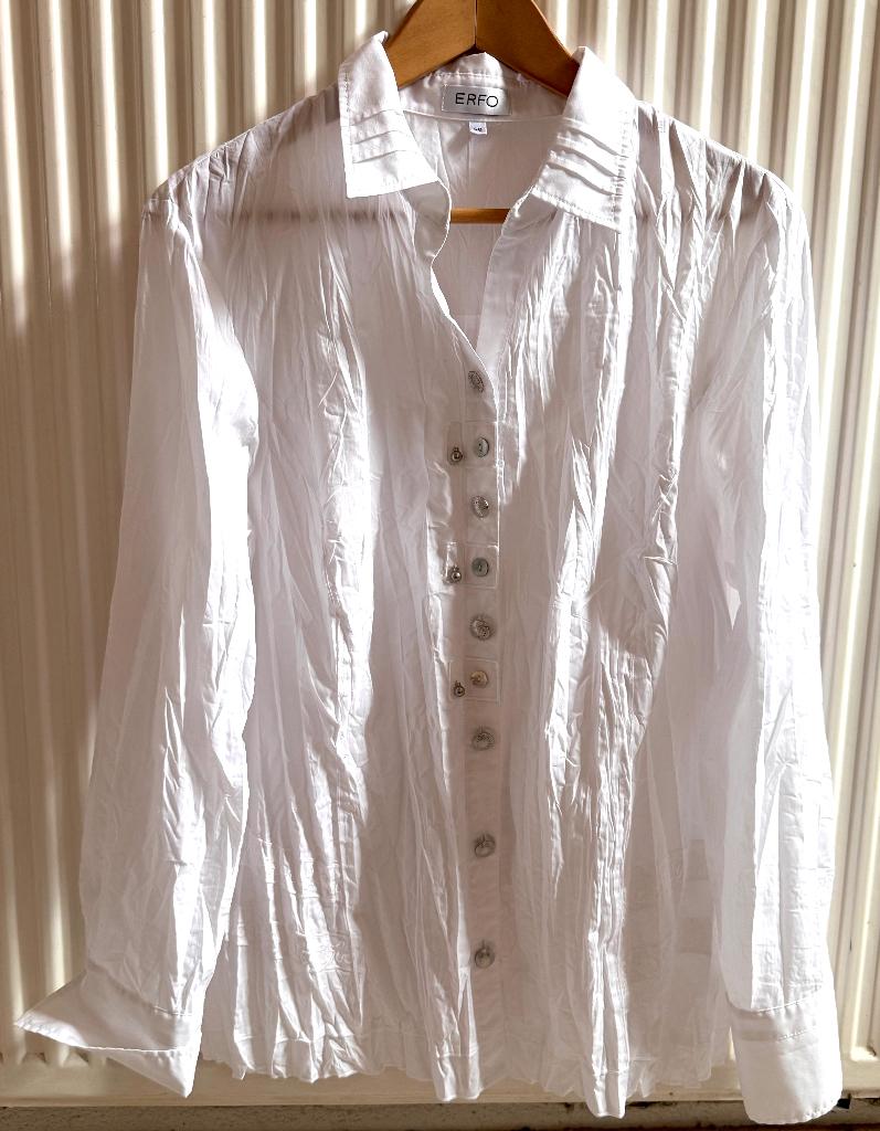 Erfo nette witte crinkle blouse maat 46, Erfo, Ophalen of Verzenden, Zo goed als nieuw, Blouse of Tuniek