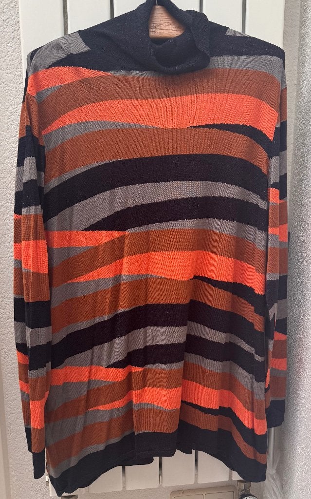 Samoon zwart/grijs/bruin/oranje pullover maat 50, Overige kleuren, Trui of Vest, Ophalen of Verzenden, Zo goed als nieuw
