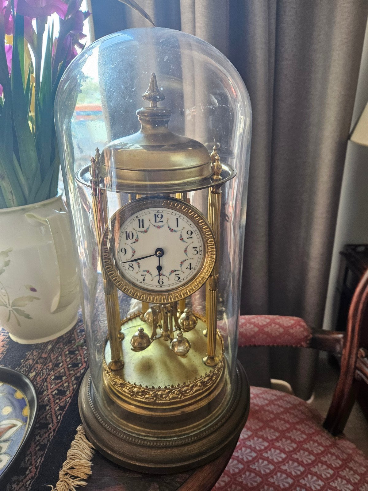 Antieke Franse pendule onder stolp, Ophalen of Verzenden