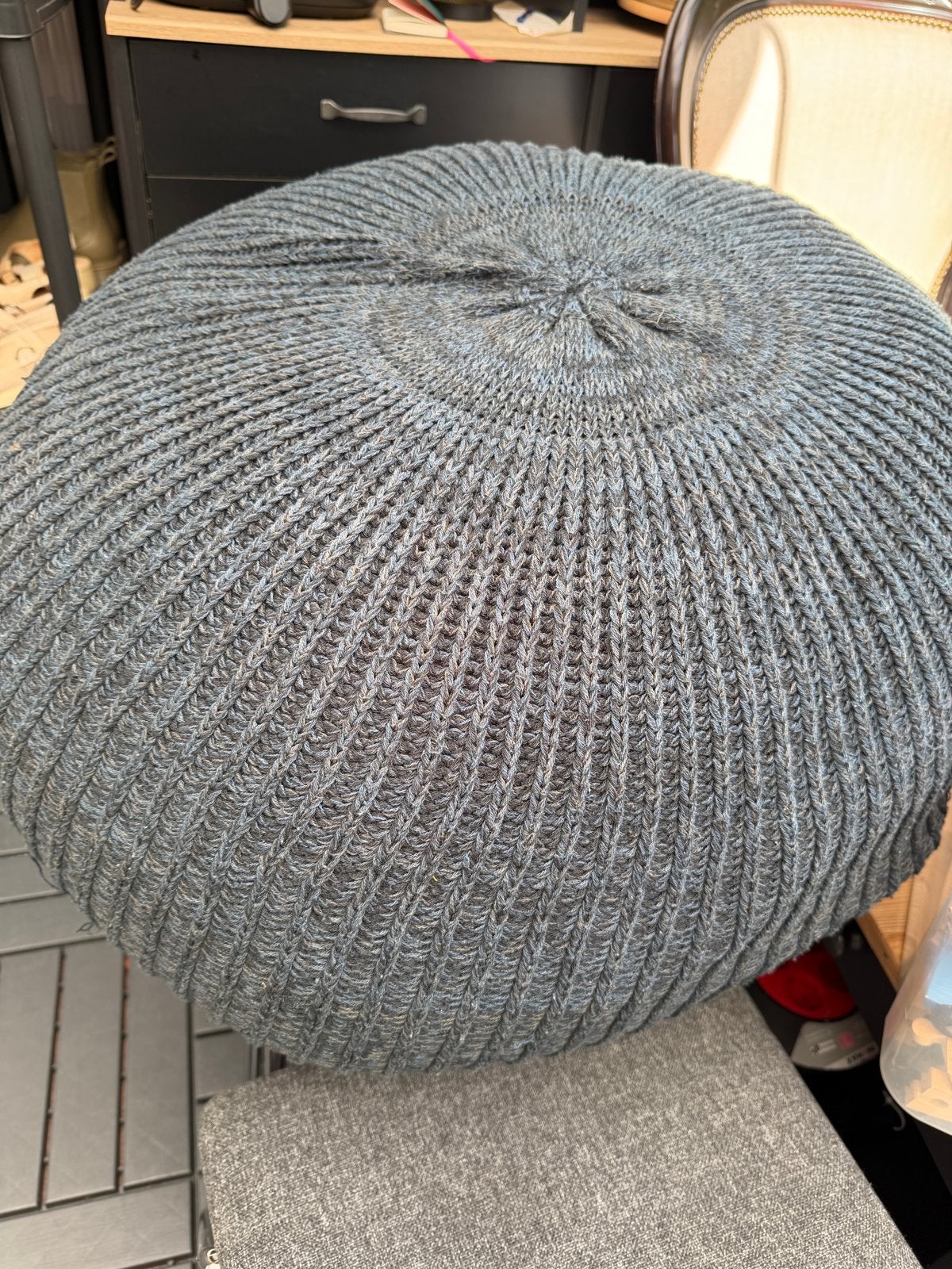 Ikea Sandared Poef - donkerblauw, Ophalen, Gebruikt, Rond, Stof