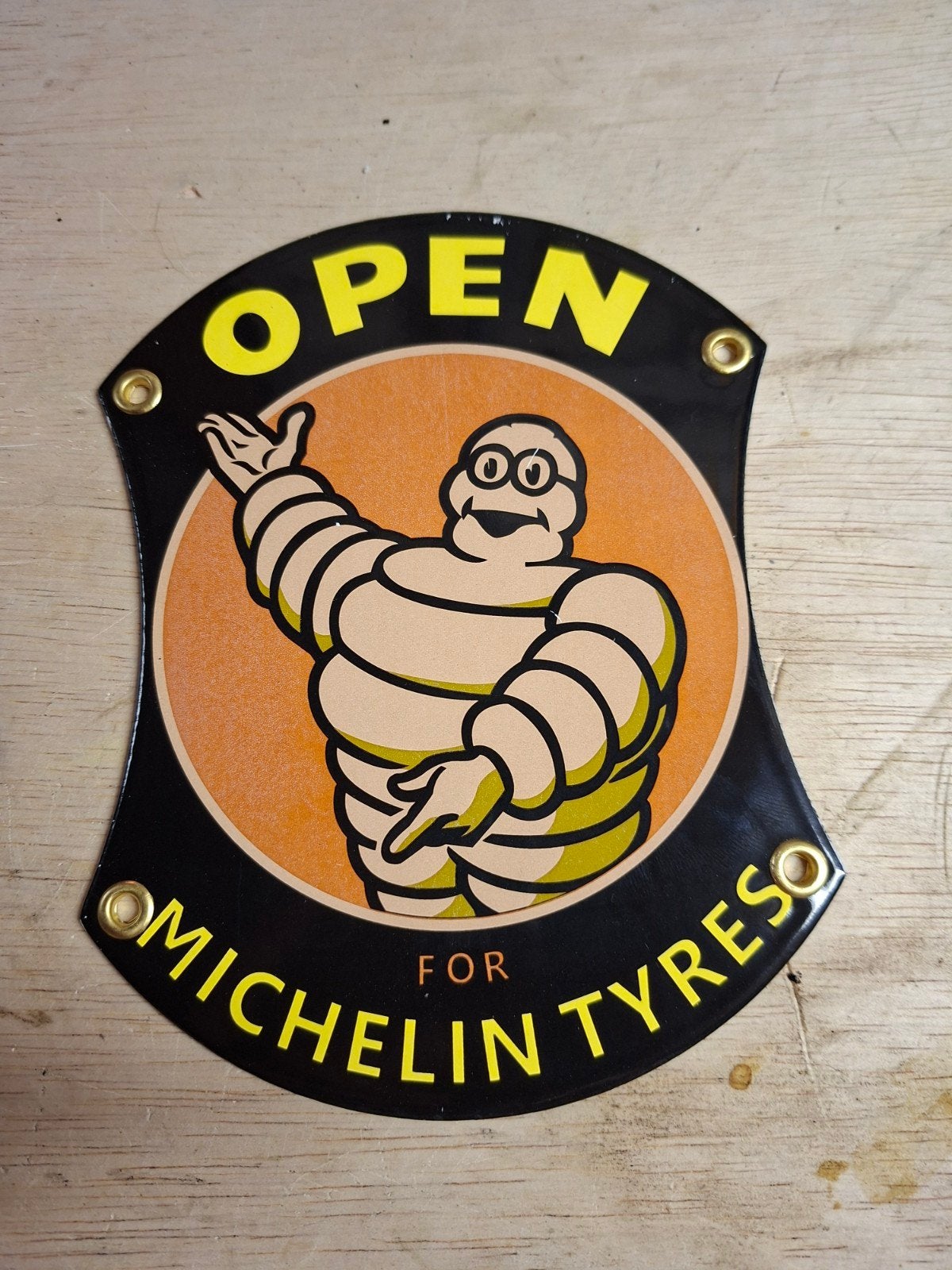 emaille Michelin Tyres bordje, Verzamelen, Ophalen of Verzenden, Gebruikt, Reclamebord