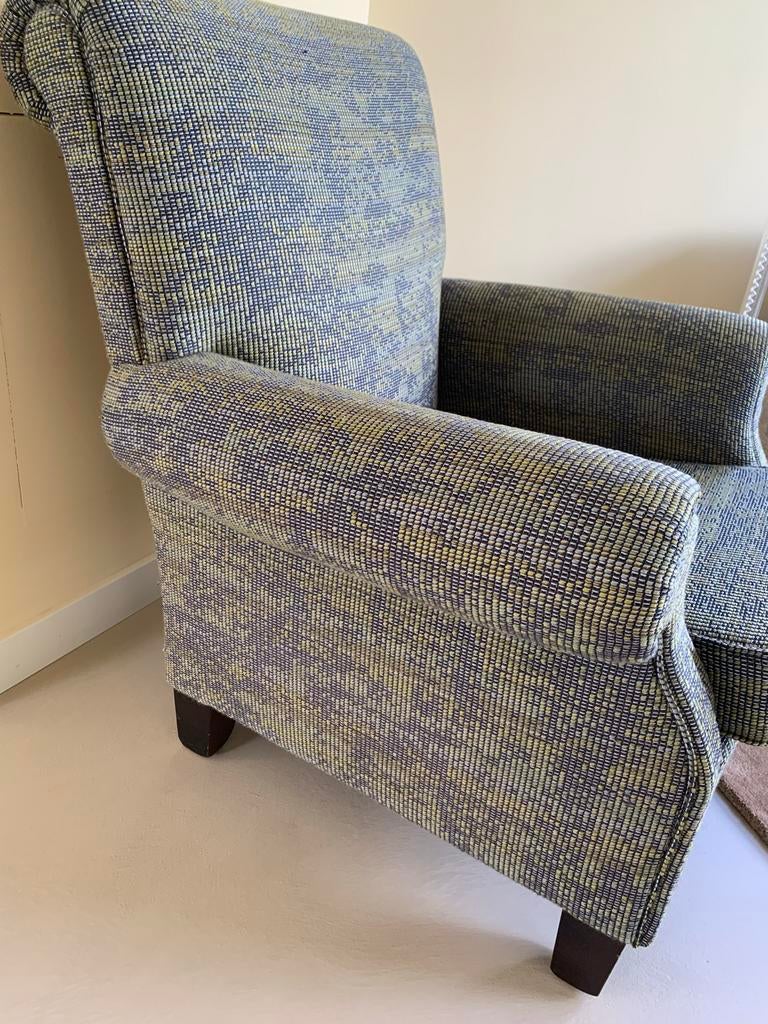 Muylaert fauteuil, De Ploeg stof, blauw/geel/groen, Ophalen, 75 tot 100 cm, Zo goed als nieuw, Stof