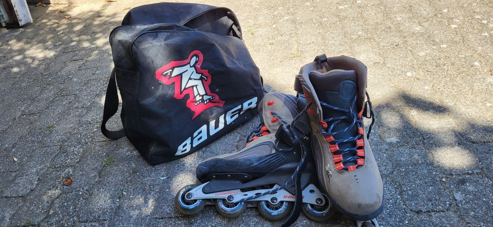 Bauer inline skates met tas - Maat 45,5, Ophalen of Verzenden, Gebruikt, Bauer
