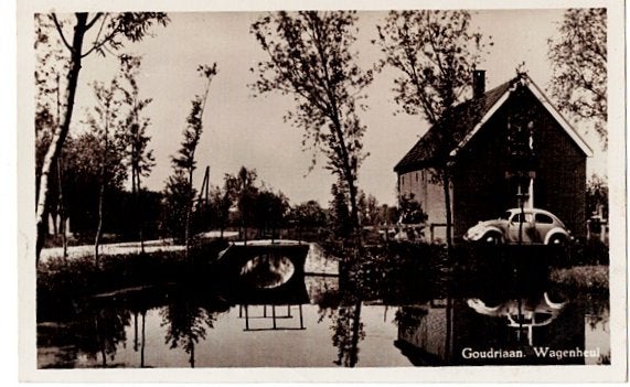 Oude Ansichtkaart Goudriaan Wagenheul met Kever, Verzenden, 1920 tot 1940, Ongelopen, Zuid-Holland