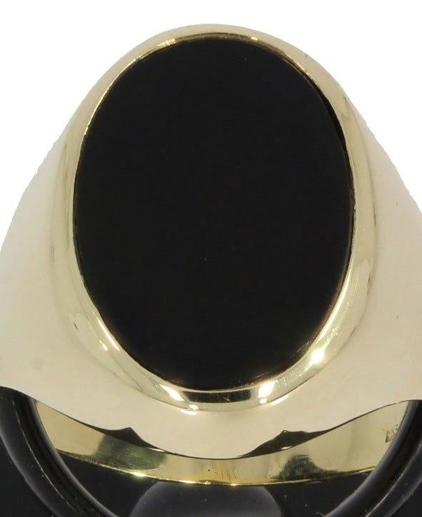 Onyx zegelring 14k goud dames heren unisex nieuwstaat, Voordeelsieraden, Verzenden, Zo goed als nieuw, 17 tot 18