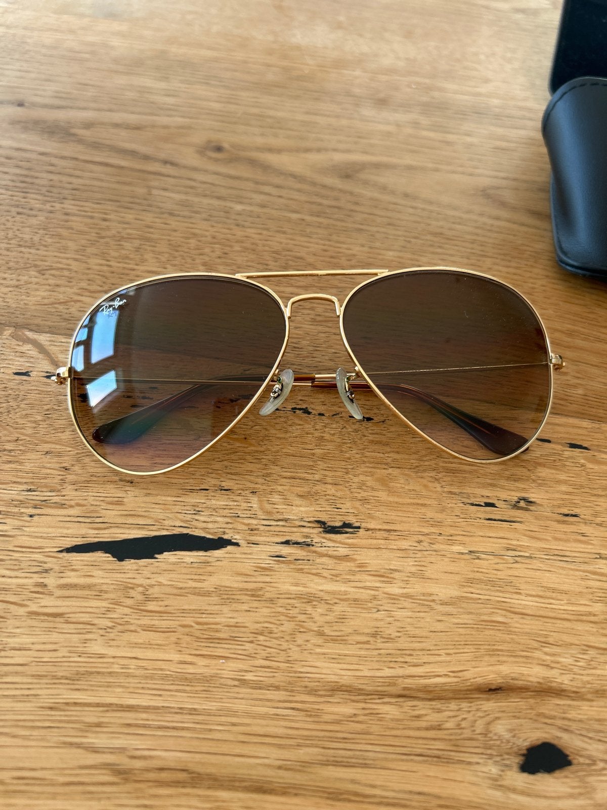 Originele Ray-Ban Aviator Zonnebril - Groot Model, Zonnebril, Bruin, Ophalen of Verzenden, Zo goed als nieuw