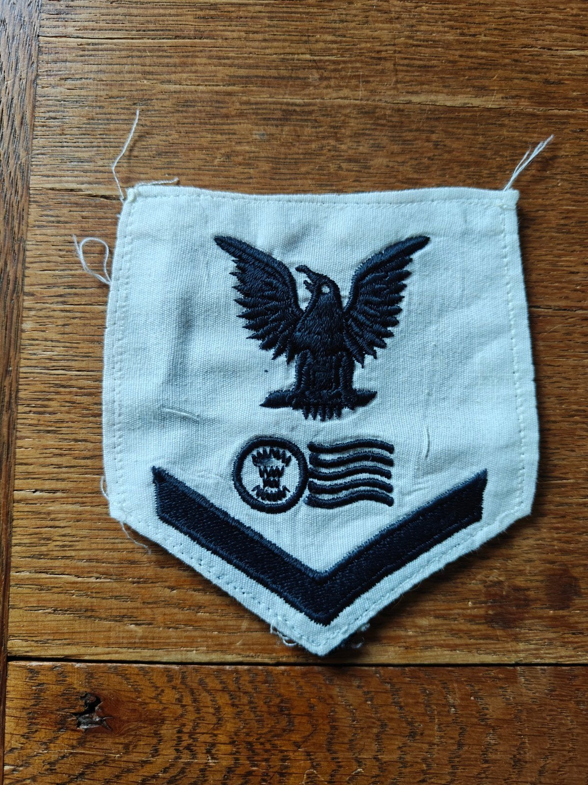 Navy rang patch wit 15, Ophalen of Verzenden, Marine, Nederland, Embleem of Badge