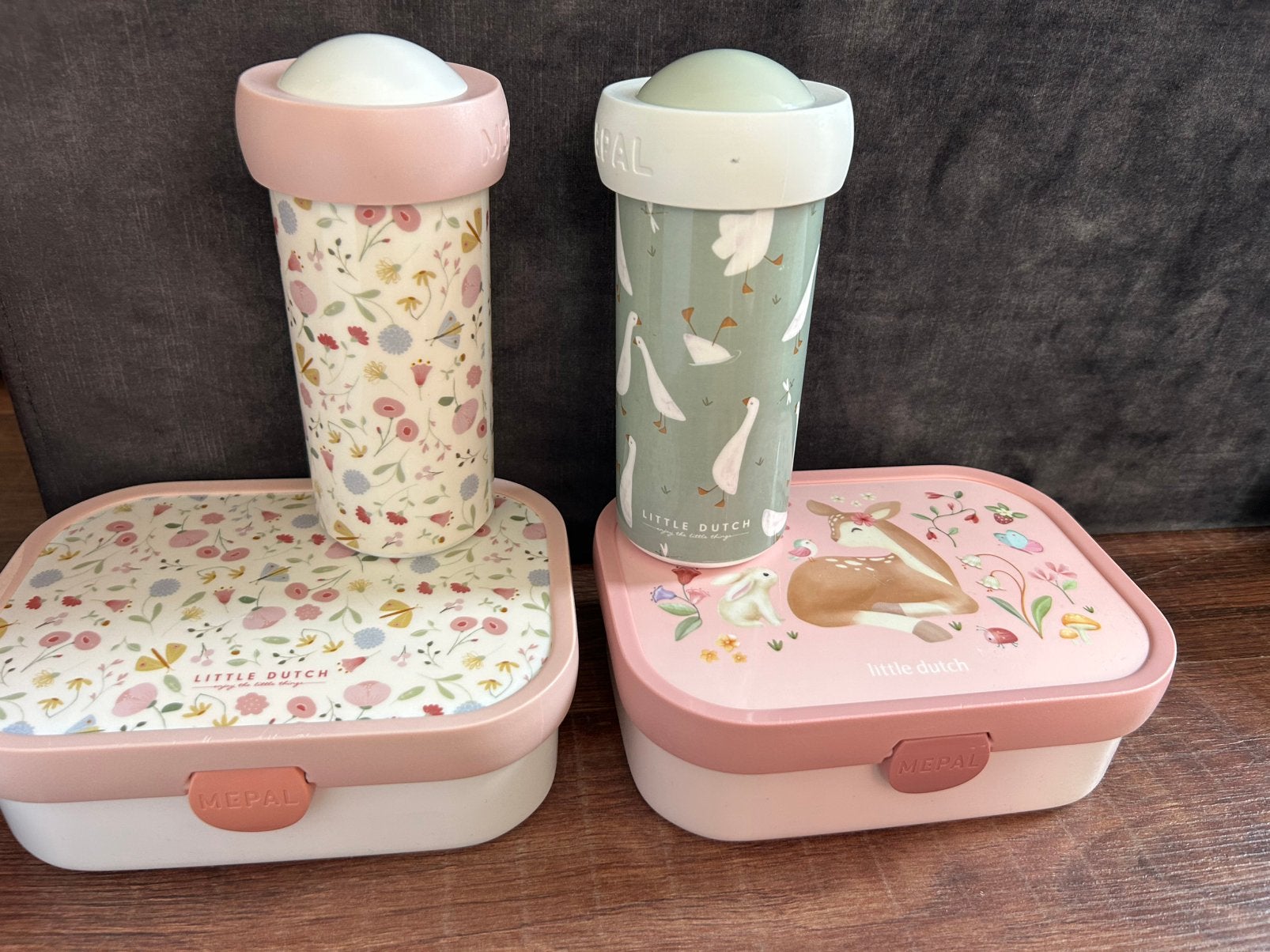 Mepal Little Dutch Broodtrommel Beker Set - Bloemen &dieren, Ophalen of Verzenden, Gebruikt