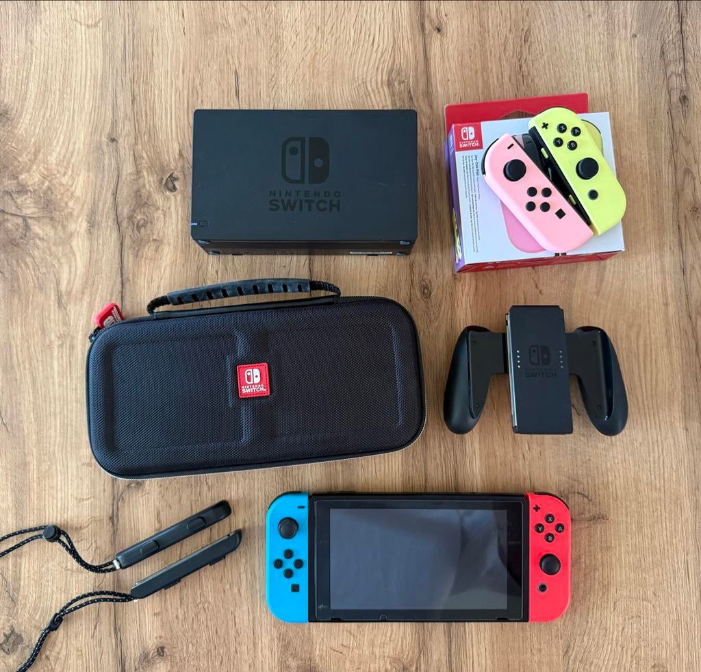 Nintendo Switch met extra Joy-Cons en accessoires, Spelcomputers en Games, Spelcomputers | Nintendo Switch, Ophalen of Verzenden