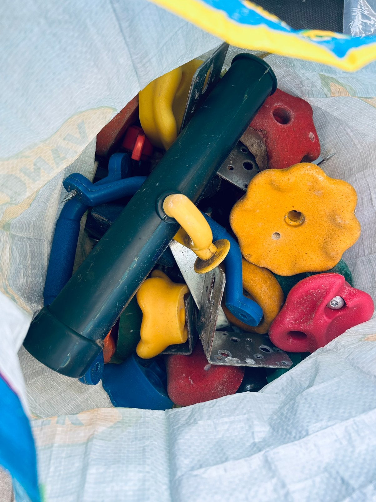 Tas vol met klimwand stenen, Ophalen, Gebruikt