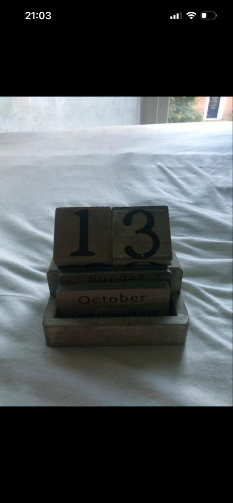 Houten eeuwigdurende kalender - Vintage stijl, Ophalen, Gebruikt, Analoog, Overige typen