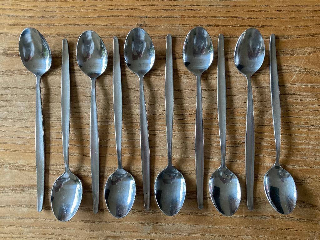 10 lange lepels rvs sorbetlepels ijslepels (lengte 18,5 cm), Gebruikt, Ophalen of Verzenden, Rvs of Chroom, Vaatwasserbestendig