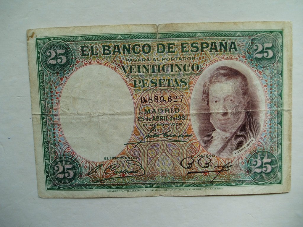 604. Spanje, 25 pesetas 1931 Vincente Lopez., Verzenden, Overige landen, Los biljet