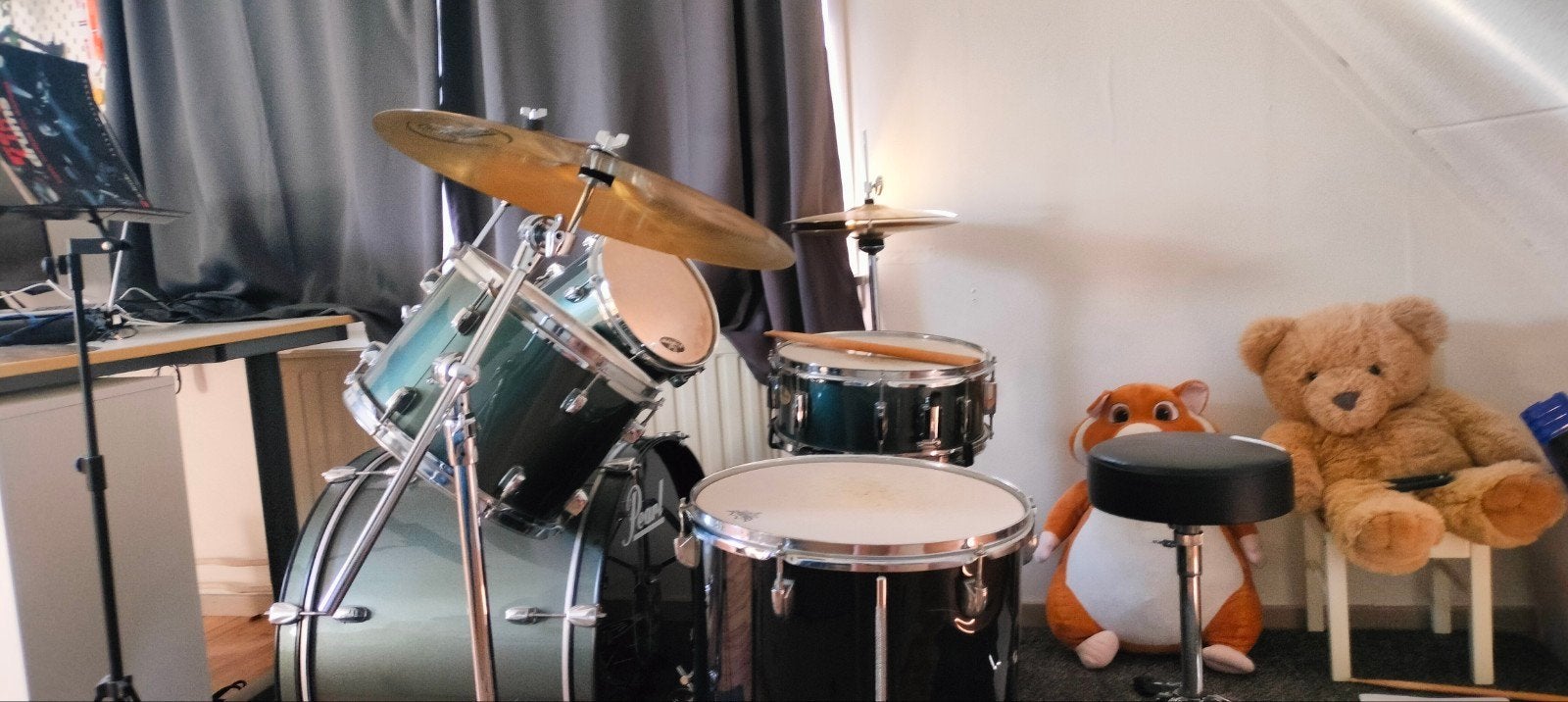 Pearl drumstel met bekkens en accessoires, Ophalen, Zo goed als nieuw, Pearl