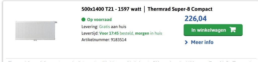 Thermrad super-8 Compact radiator 500* 1400 T21, Ophalen, 30 tot 80 cm, Radiator, Nieuw