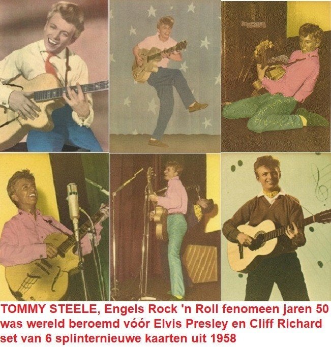 TOMMY STEELE, Engels rock artiest jaren 50, 6 fotokaarten, Ophalen of Verzenden, Nieuw, Foto of Kaart