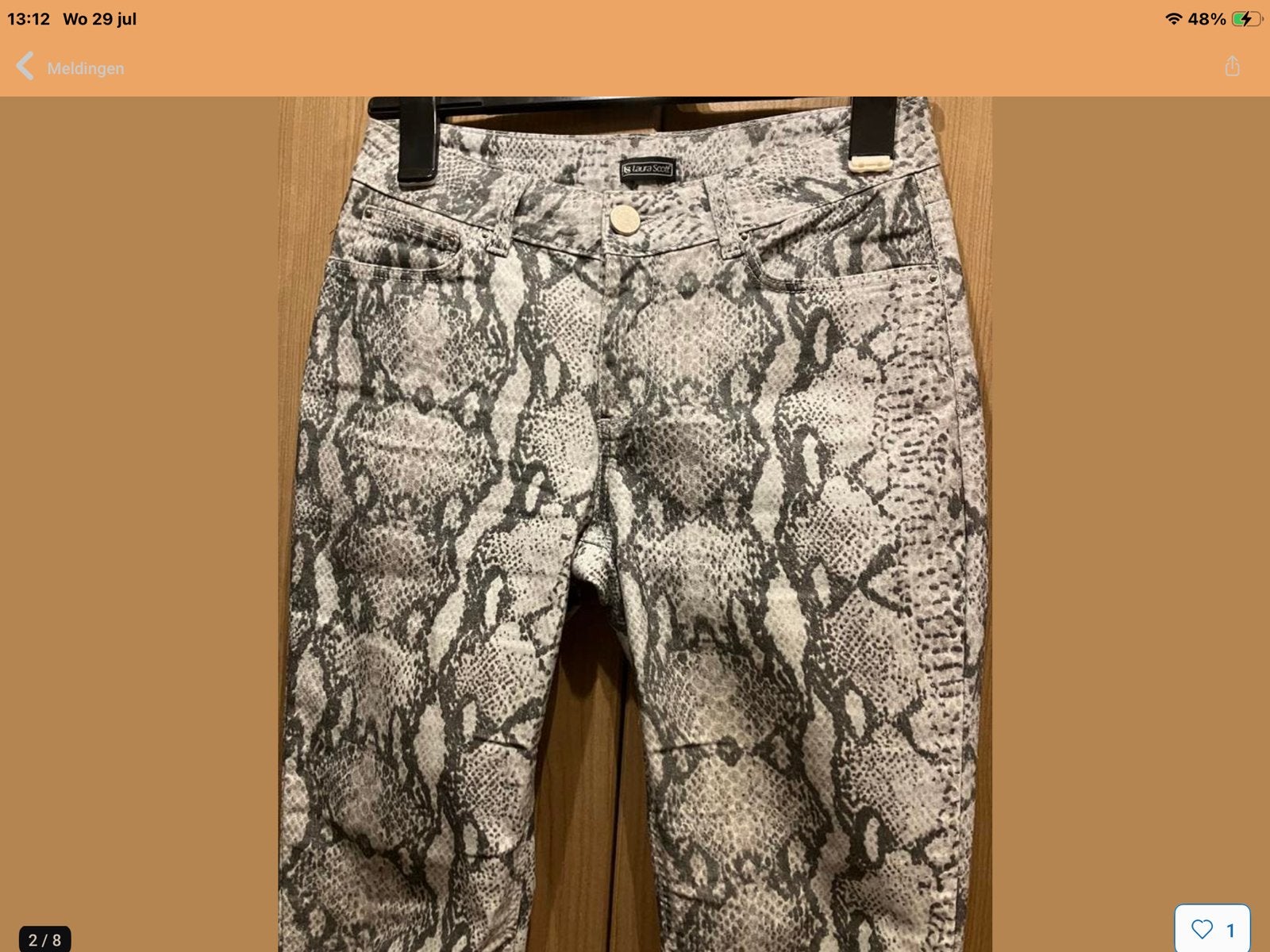 broek met slangenprint - Maat 36, Kleding | Dames, Broeken en Pantalons, Nieuw, Maat 36 (S), Lang, Meerkleurig