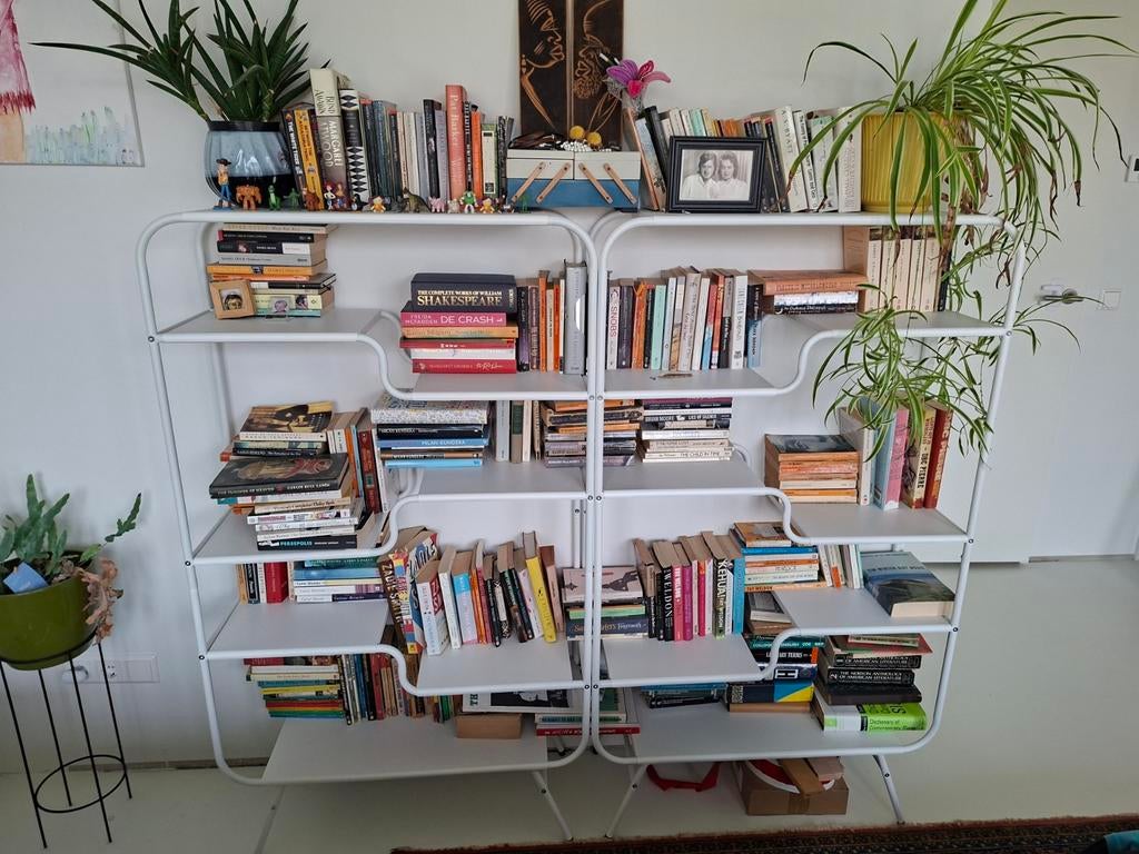 1 Metalen Boekenkast 140x80x30 cm - Eenvoudig Demontabel, Huis en Inrichting, Kasten | Boekenkasten, Ophalen, Met plank(en), Gebruikt
