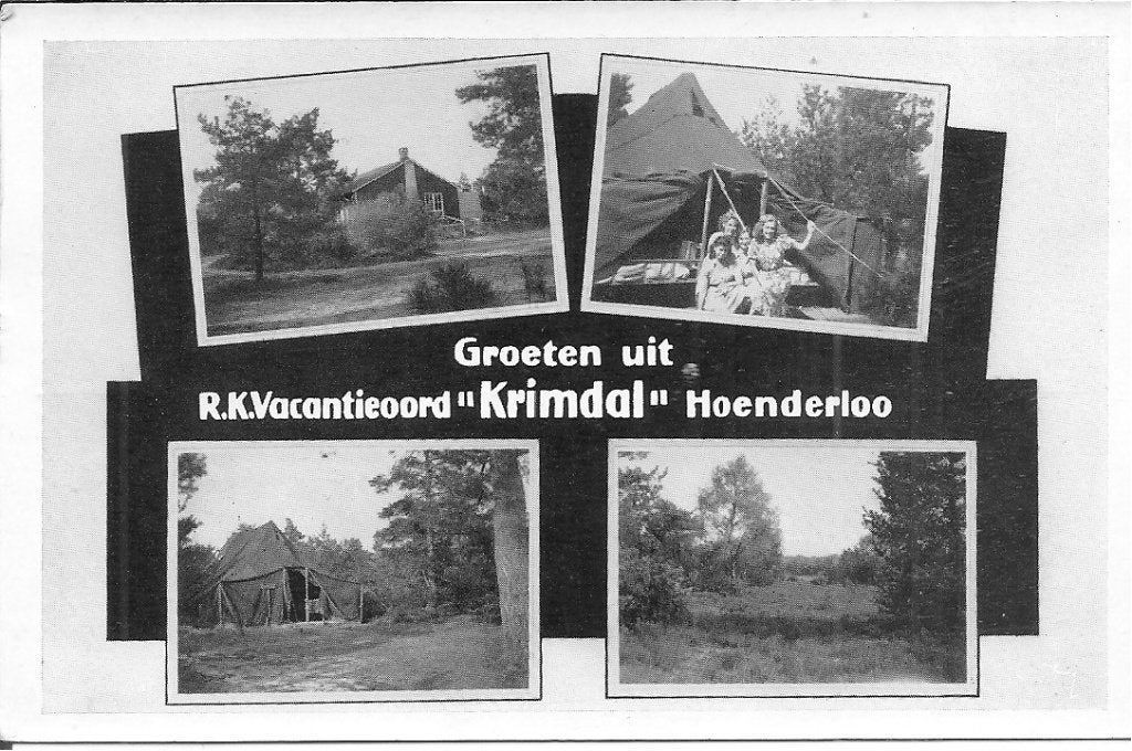 Groeten uit R.K. Vakantieoord "Krimdal" Hoenderloo, Ophalen of Verzenden, 1940 tot 1960, Gelopen, Gelderland