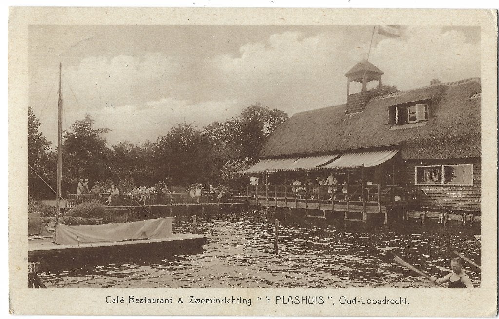 Loosdrecht, Café-Restaurant & Zweminrichting 't Plashuis, Verzenden, 1920 tot 1940, Gelopen, Noord-Holland
