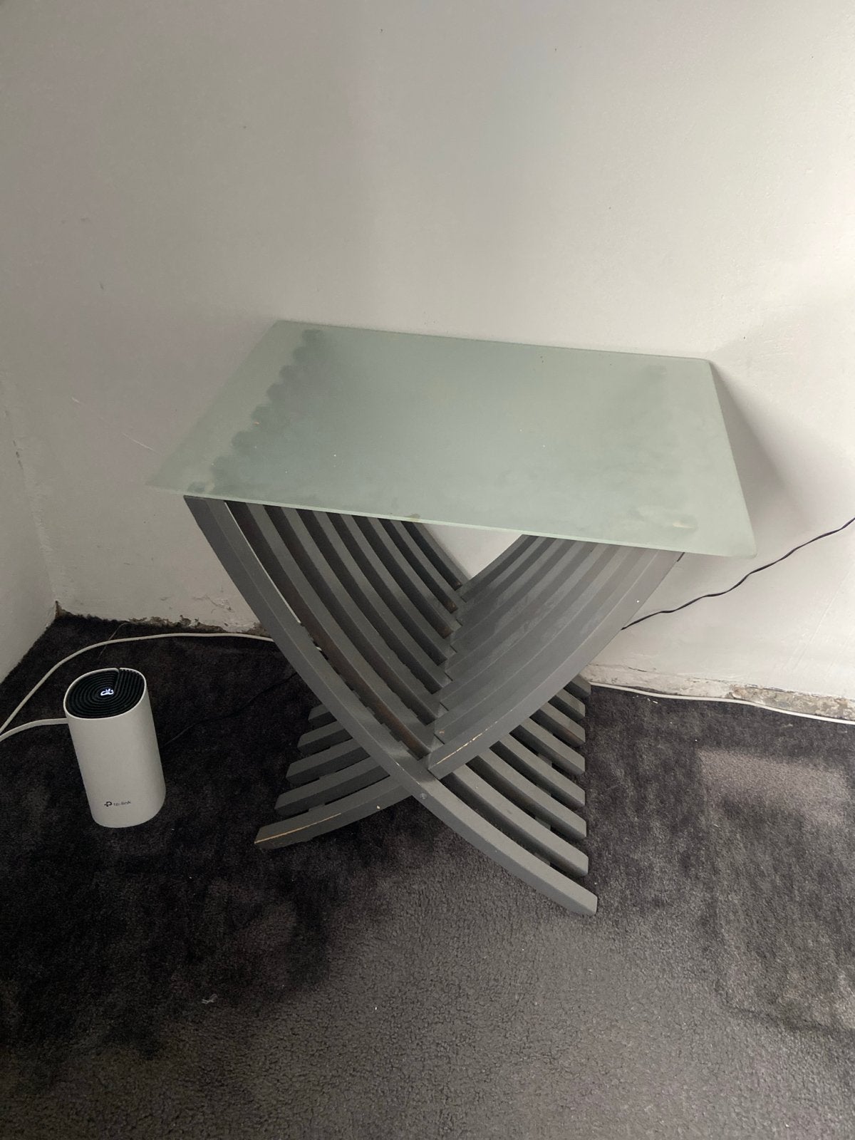 IKEA Ekenberg nachtkastje jaren '90 met glazen blad, Minder dan 55 cm, Gebruikt, Glas, Rechthoekig