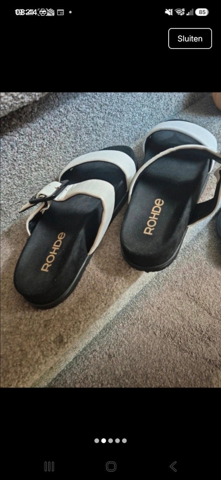 Rohde sandalen - Zwart/Wit - Maat 41, Rodhe, Wit, Zo goed als nieuw, Sandalen of Muiltjes