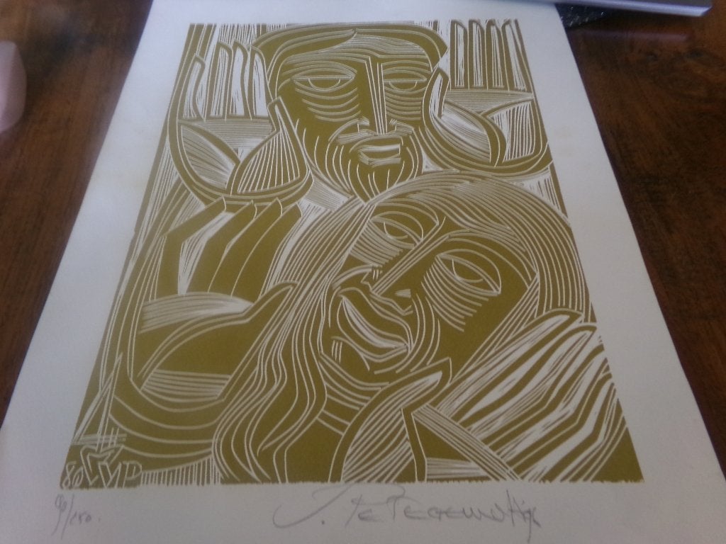 Linosnede - Wim van Petegem - Gesigneerd en Genummerd, Antiek en Kunst, Kunst | Etsen en Gravures, Ophalen of Verzenden, Overige technieken