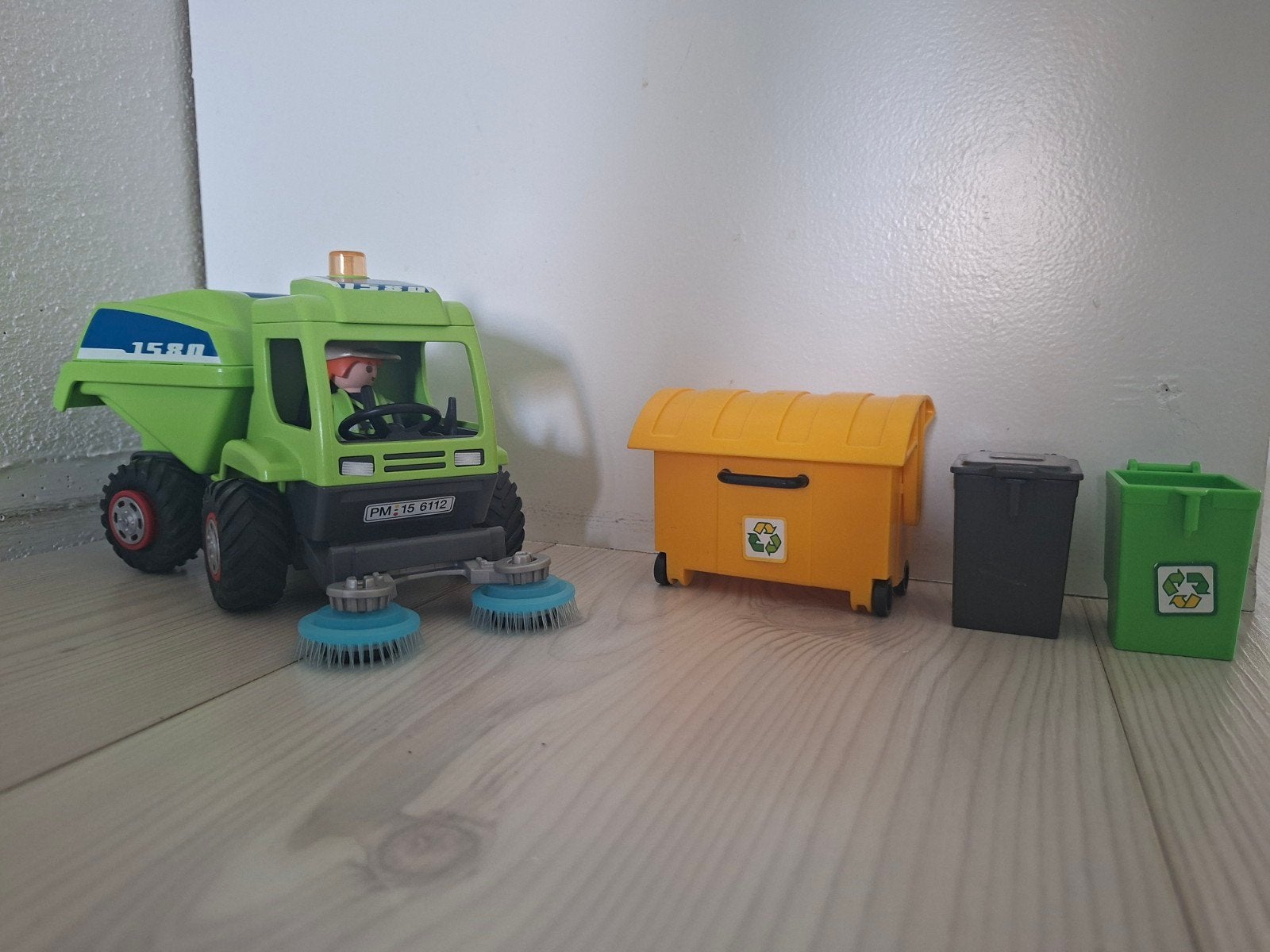 Playmobil 6112 Veegwagen met Afvalcontainers, Complete set, Voertuig, Ophalen of Verzenden, Zo goed als nieuw