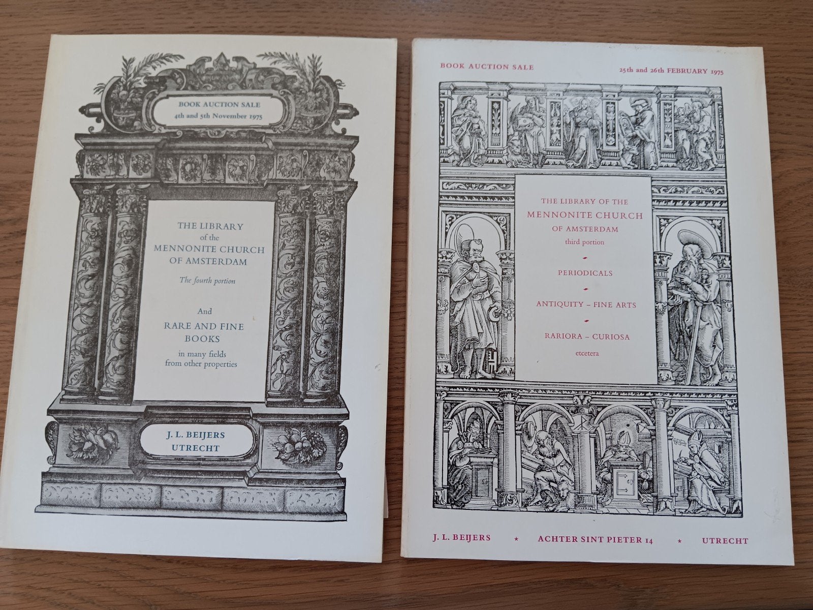 2 veilingcatalogi Mennonietenkerk Amsterdam 1975, Ophalen of Verzenden, Gelezen, Catalogus