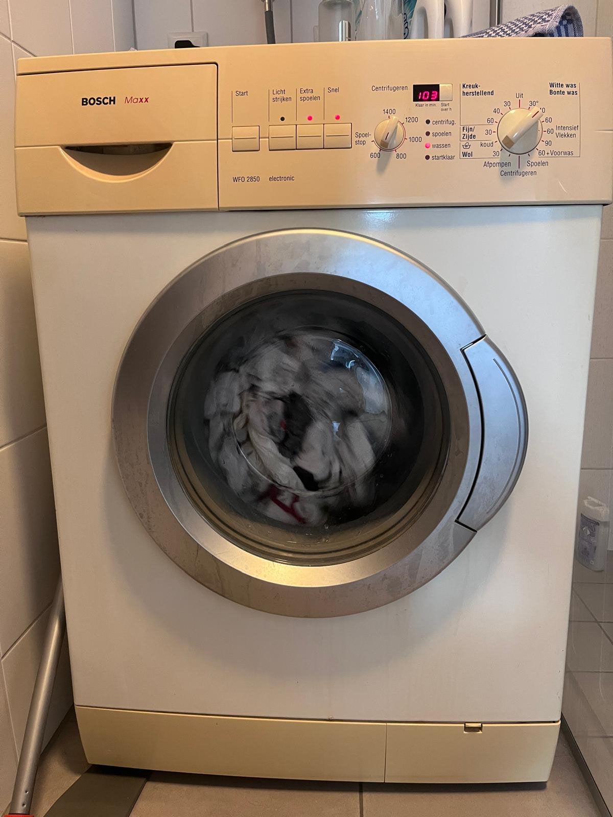 Bosch WFO 2850 Washing Machine, Ophalen, Gebruikt, 1200 tot 1600 toeren, 85 tot 90 cm