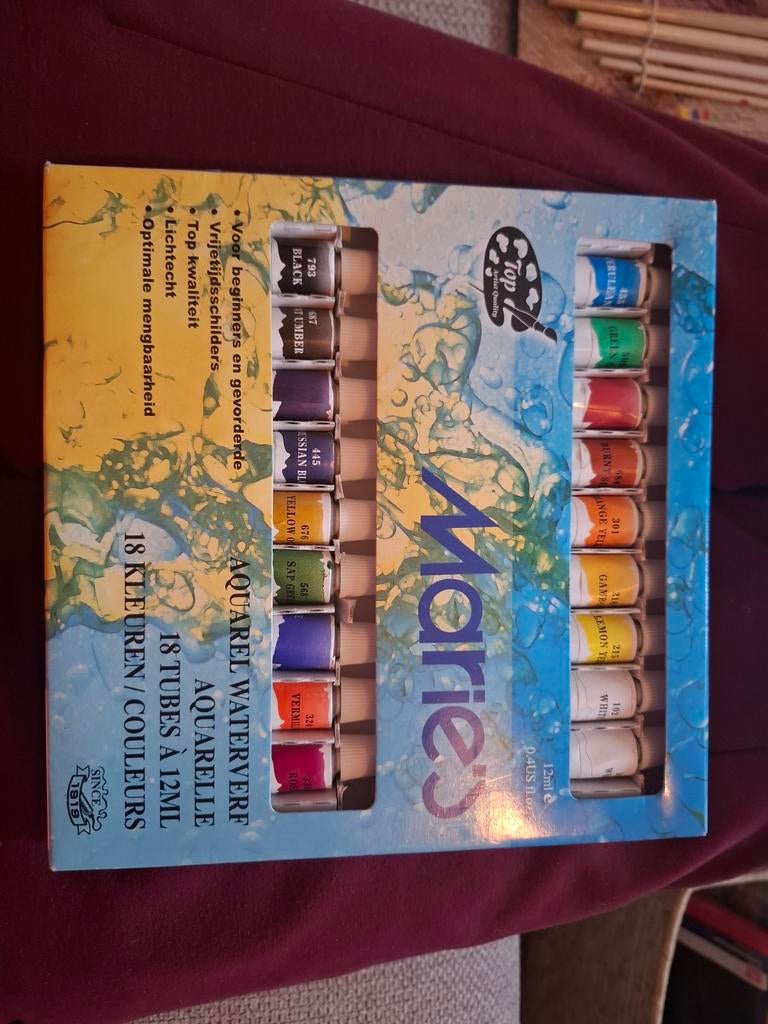 Marie's Aquarel Waterverf Set - 18 Kleuren, Hobby en Vrije tijd, Schilderen, Ophalen of Verzenden