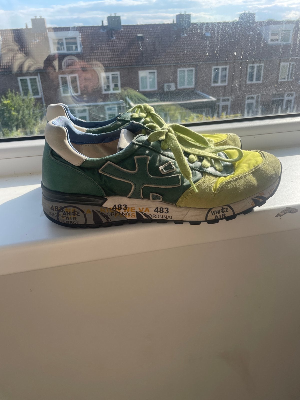 Pre-Loved Premiata Sneakers Maat 42 - Groen/Geel, Ophalen of Verzenden, Gedragen, Overige kleuren, Sneakers of Gympen