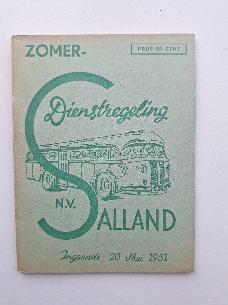 SALLAND DEVENTER ZOMERDIENSTREGELING INGAANDE - 20 MEI 1951, Ophalen of Verzenden, Gebruikt, Bus of Metro, Boek of Tijdschrift