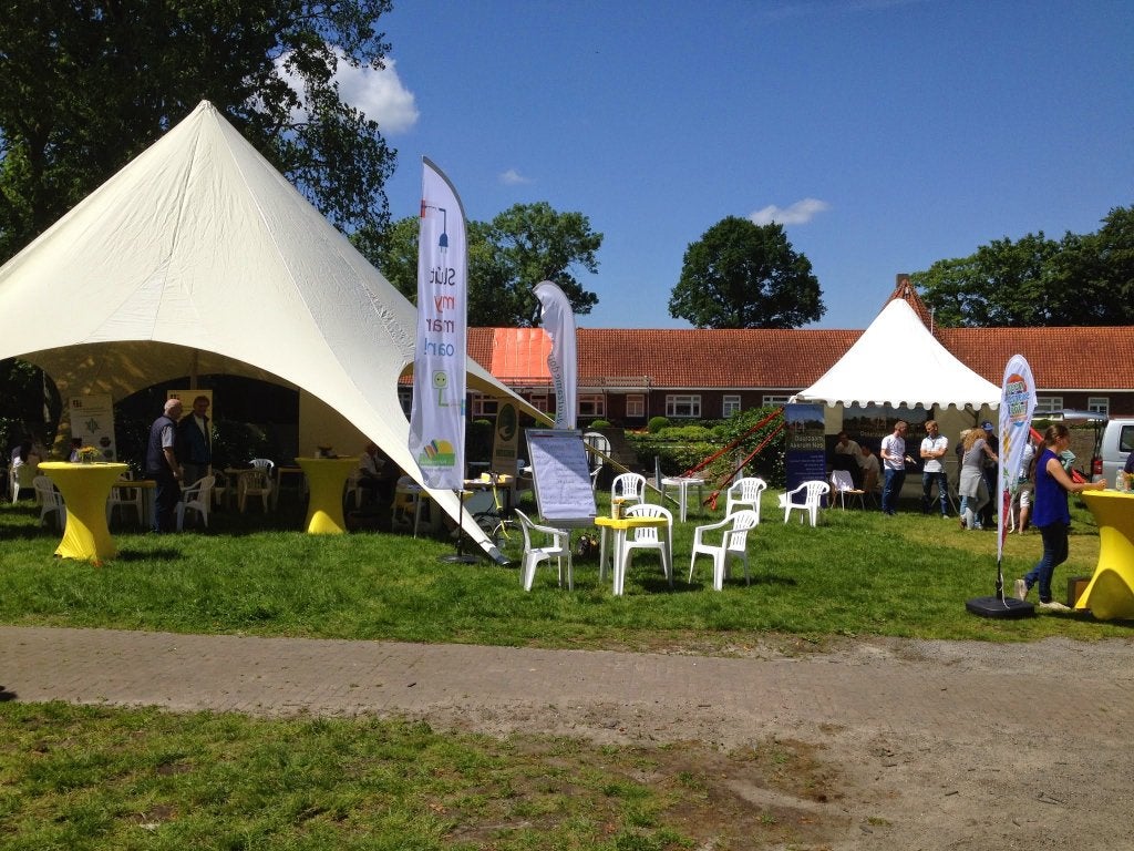 Te koop aangeboden:starshade tent 11 x 13 meter, Tuin en Terras, Partytenten, 6 meter of meer, Zo goed als nieuw, Stertent, 8 meter of meer