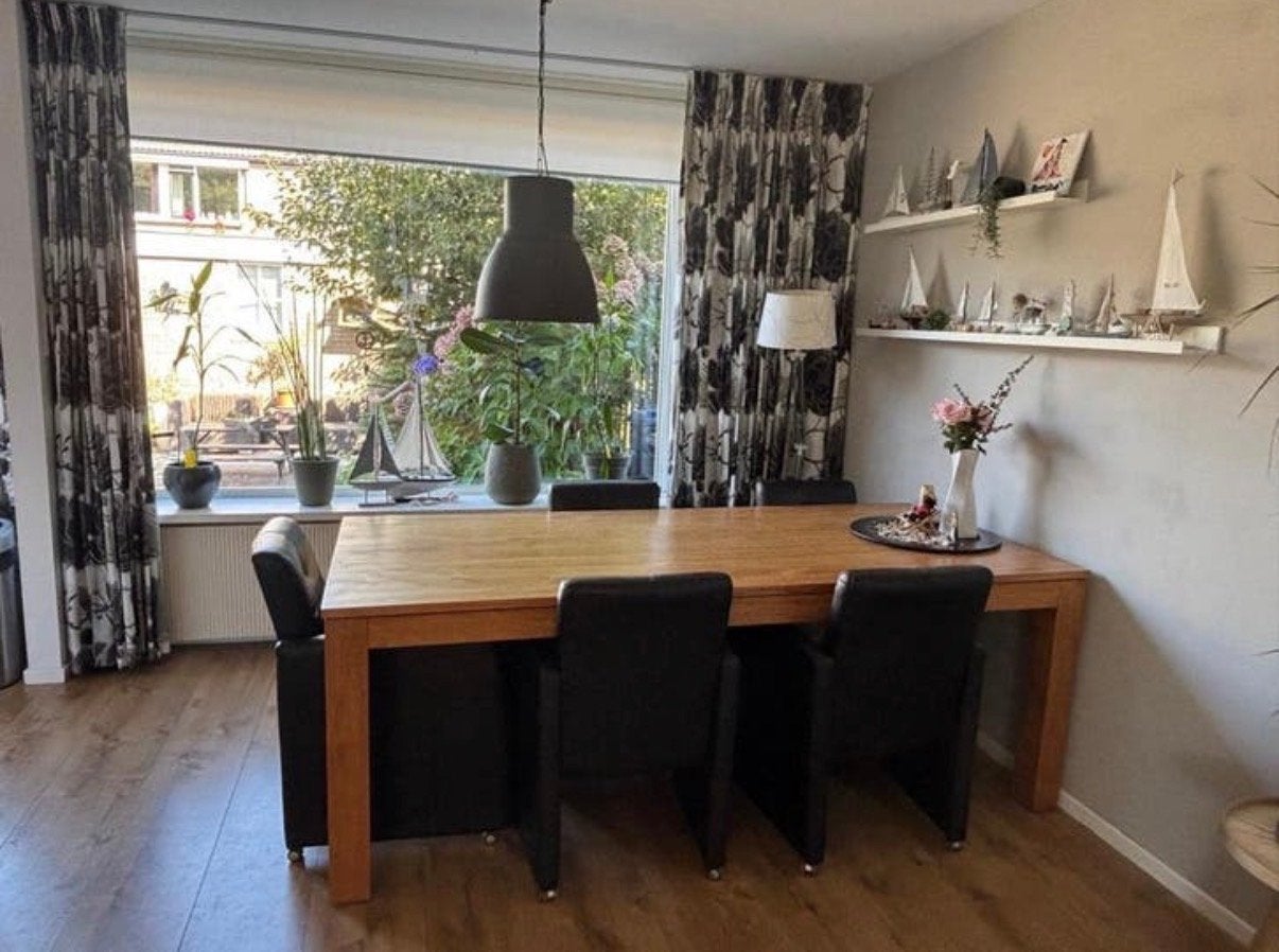 eettafel 220x100 cm - massief hout, Ophalen, Gebruikt, 100 tot 150 cm, 200 cm of meer