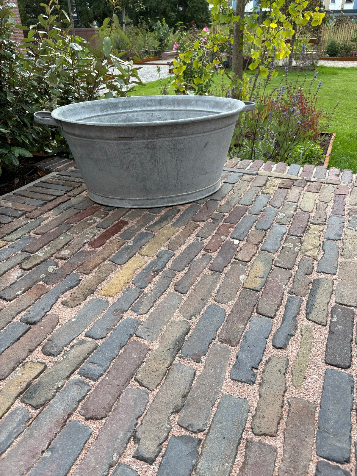 Grote zinken teil - Vintage wasbak, Antiek en Kunst, Ophalen