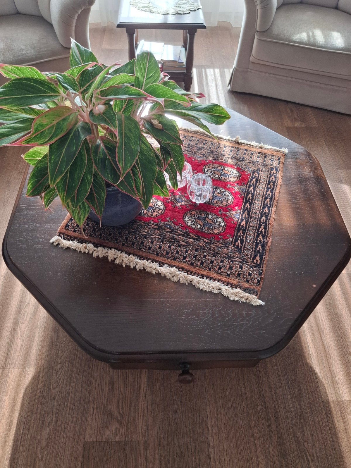 Gebruikte eikenhouten salontafel, Ophalen, Gebruikt, 100 tot 150 cm, Eikenhout