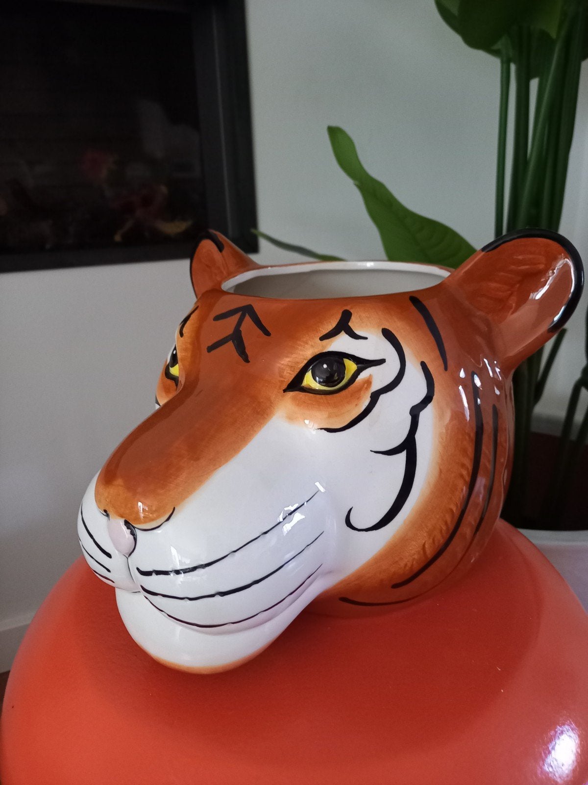 Leuke Kwantum tijger vaas/pot - Funky Chique, Huis en Inrichting, Ophalen, Zo goed als nieuw, 20 cm, Steen/keramiek