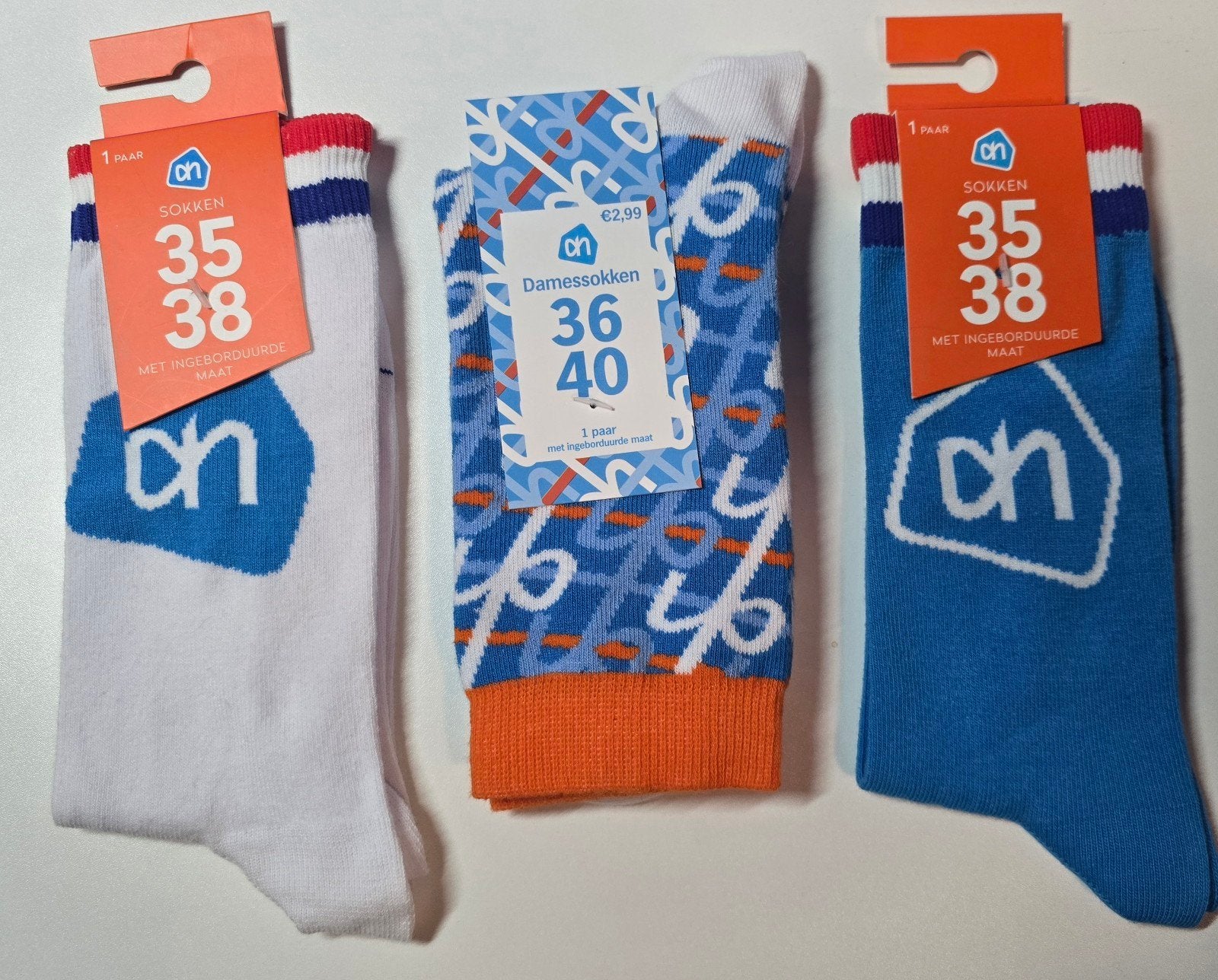 3 paar Albert Heijn sokken - Nieuw met kaartjes, Sokken en Kniesokken, Blauw, Maat 35 t/m 38, Nieuw