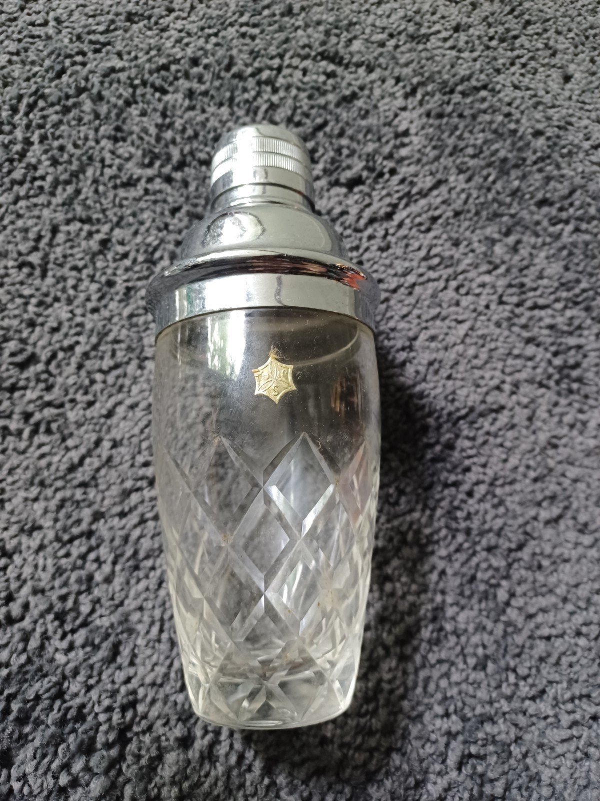 Vintage cocktailshaker van glas en metaal, Antiek en Kunst, Ophalen
