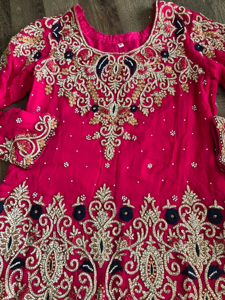 Nieuw Bollywood Anarkali Lehenga - 3-delig, Ophalen of Verzenden, Nieuw, Maat 38/40 (M), Roze