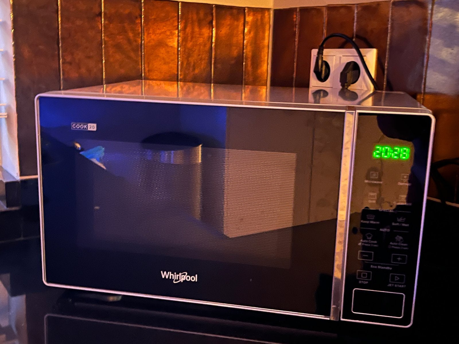 Whirlpool MWP 203 SB Magnetron - Zo goed als nieuw, Ophalen, Grill, Draaiplateau, Magnetron