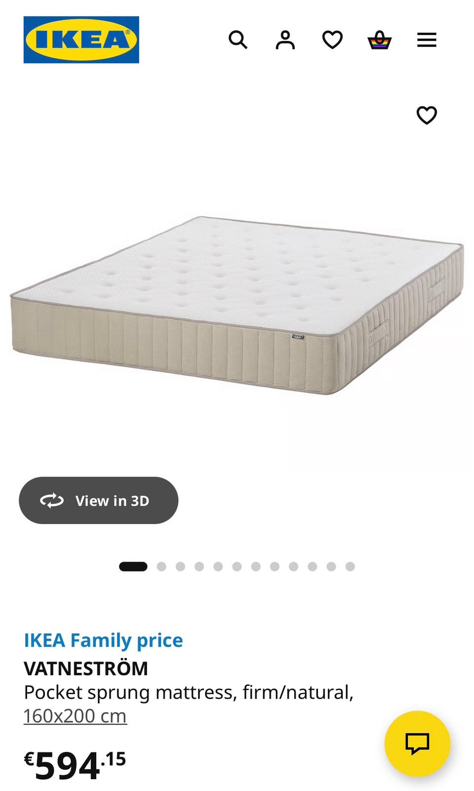 IKEA Boxspring Matras 160x200cm Vatnestrom + Topper, Ophalen, Gebruikt, Tweepersoons, 200 cm