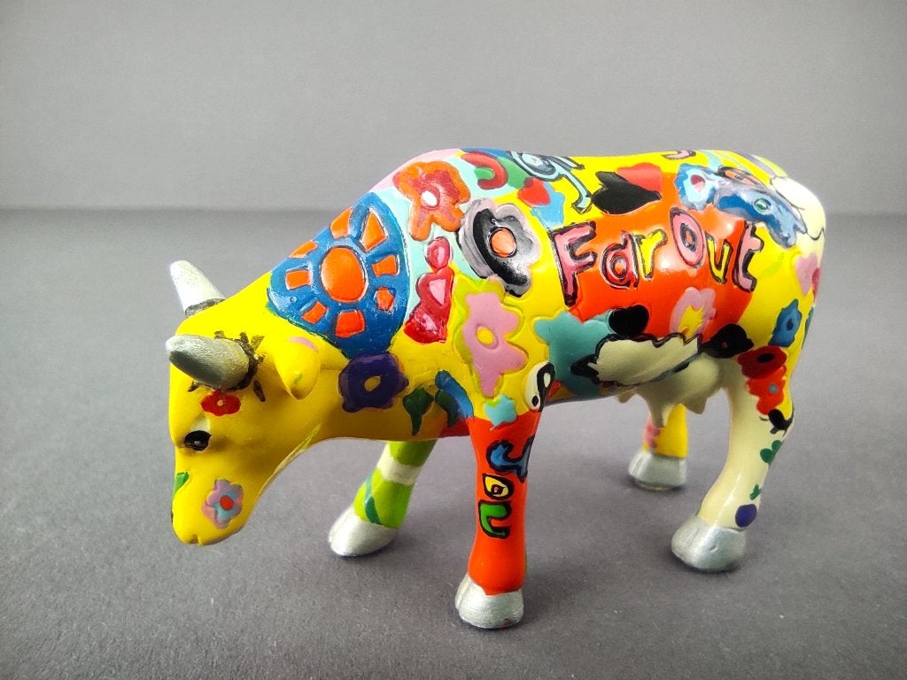 CowParade / Cow Parade Koe “Groovy Moo” SMALL, Ophalen of Verzenden, Beeld, Meerkleurig, Handgemaakt